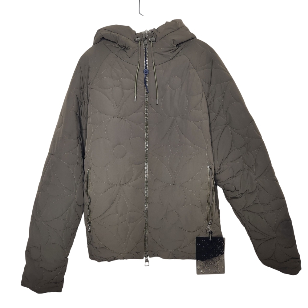 Louis Vuitton Authentic  LVSE Flower Quilted Jacket 46 kaki foncé